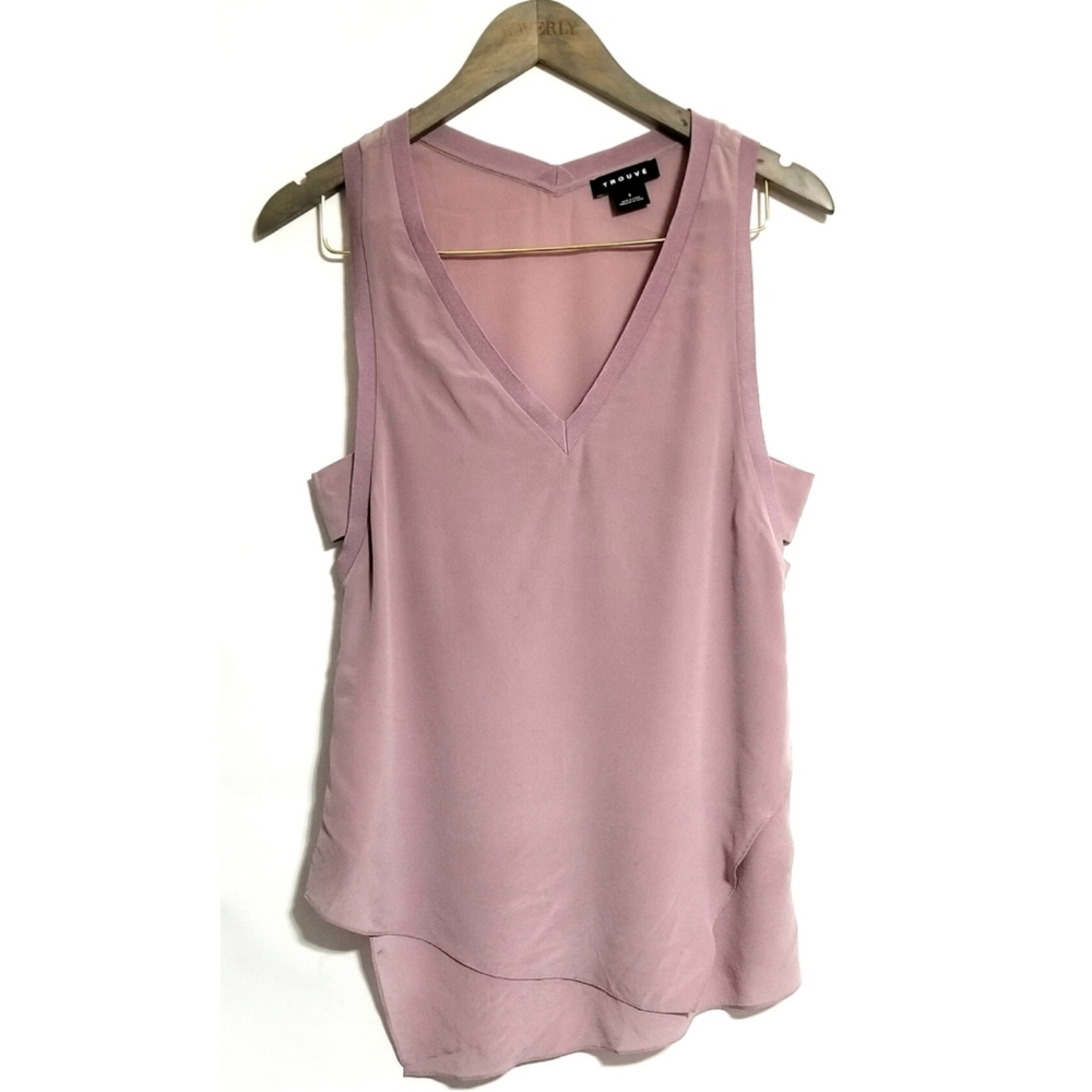 Trouve Morn Silk Asymmetrical Tank Top Blouse Cami